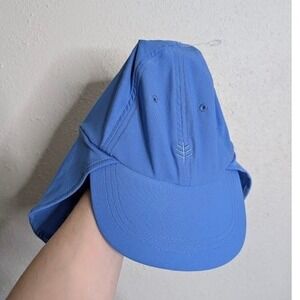Coolibar Mens UPF 50+ Sun Protection Cap S/M Neck Flap Blue Adjustable Hat